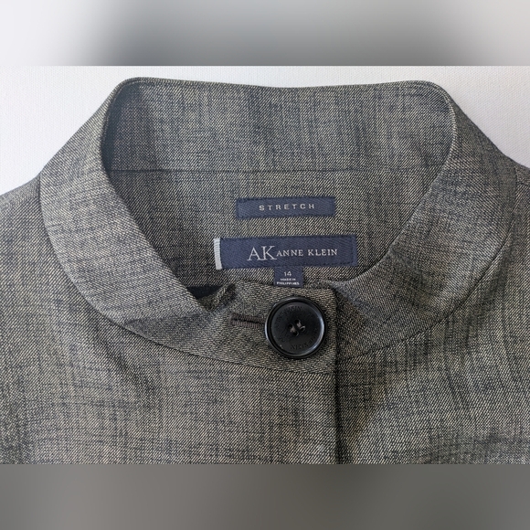 Anne Klein Women’s Short Jacket Suit Coat Brown Black Stretch Shimmer Size 14 - Picture 12 of 16